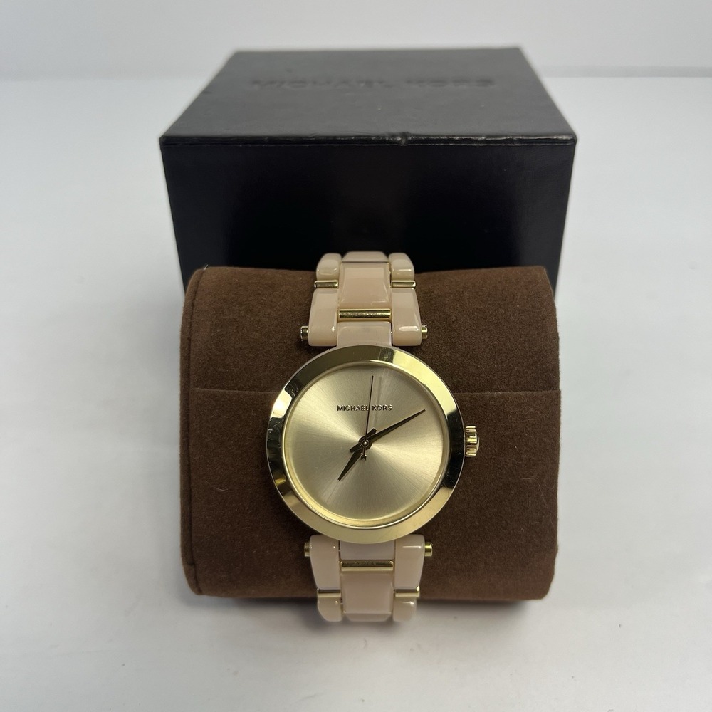 Michael Kors Ladies Watch MK4316 Delray Stainless Steel Acetate Champagne Gold